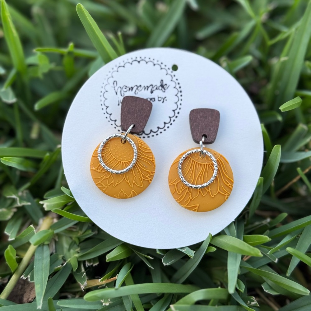 Chic Mustard and Brown Earrings